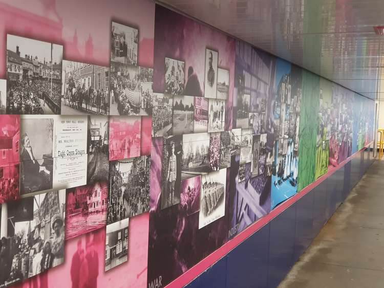 Commute Through Time with North Herts Museum new exhibition History in Hitchin Station Underpass - Nub News gallery. CREDIT: @HitchinNubNews