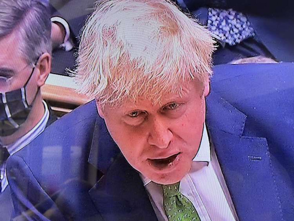 Hitchin: PM Boris Johnson announces Plan B measures including face masks and Covid passes to end - find out when. PICTURE: Boris Johnson speaking at the House of Commons as he announces the changes to Plan B measures. CREDIT: BBC One