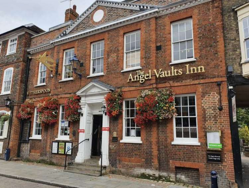 Hitchin Angel Vaults Wetherspoon boss Tim Martin slams Boris Johnson's hypocrisy as beer sales slump. PICTURE: Hitchin's Angel Vaults pub. CREDIT: @HitchinNubNews