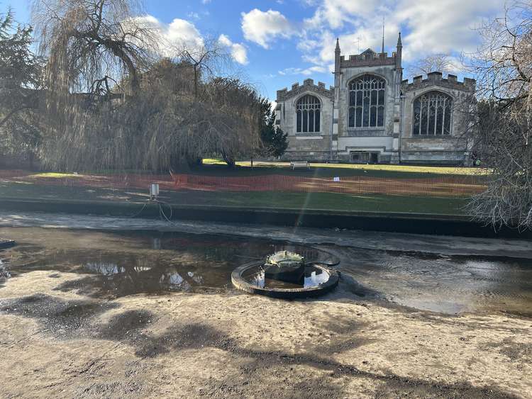 Feeling drained: Hitchin's River Hiz has its annual clean - but where have the swans gone. PICTURE: Hitchin Nub News paid a visit to our town's Riverside this week to observe the work that is being undertaken during the River Hiz's annual clea