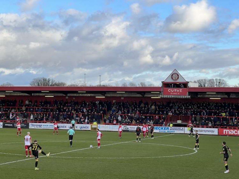 Stevenage 3-0 Harrogate Town. Paul Tisdale's Boro eased to another victory at the Lamex on Saturday. CREDIT: @layth29