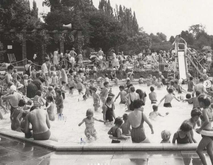 Rewind: Black and white pictures of Hitchin outdoor pool from 1950s and 1960s. CREDIT: North Herts Museum