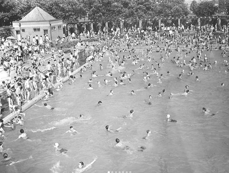 Rewind: Black and white pictures of Hitchin outdoor pool from 1950s and 1960s. CREDIT: North Herts Museum