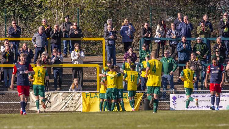 Hitchin Town 2-0 Rushall Olympic: Canaries edge out of relegation zone with deserved Top Field victory. CREDIT: Peter Else