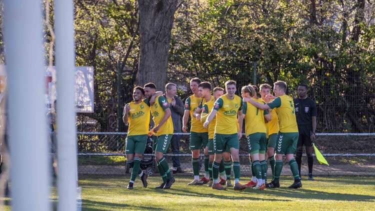 Hitchin Town 2-0 Rushall Olympic: Canaries edge out of relegation zone with deserved Top Field victory. CREDIT: Peter Else