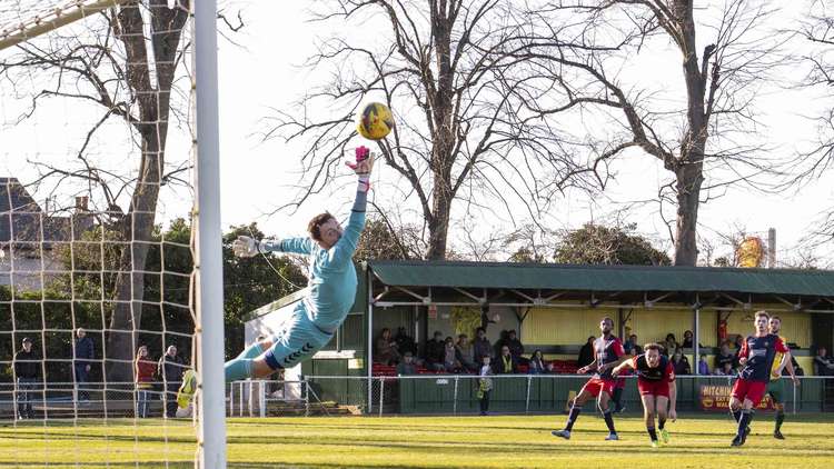 Hitchin Town 2-0 Rushall Olympic: Canaries edge out of relegation zone with deserved Top Field victory. CREDIT: Peter Else