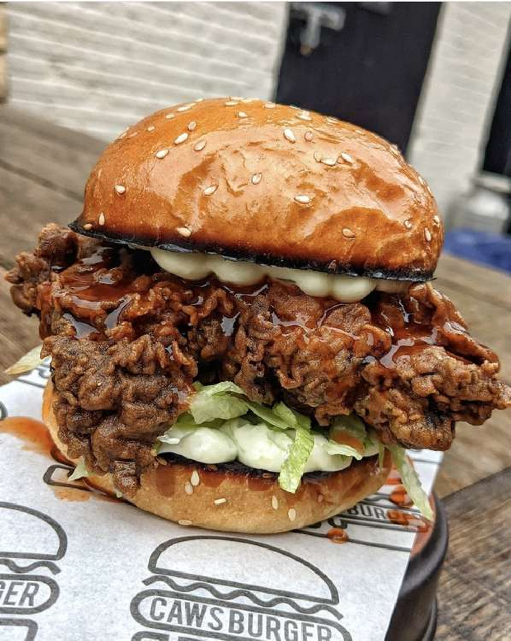 Coming to Hitchin: Cawsburger's Coq in a Bun (yes you did read that correctly). CREDIT: Cawsburger