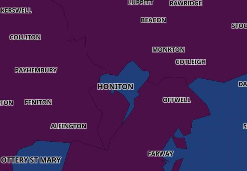 Honiton coronavirus map