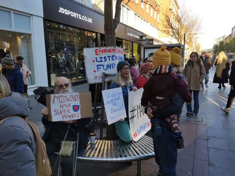 March for Midwives protestors in Exeter