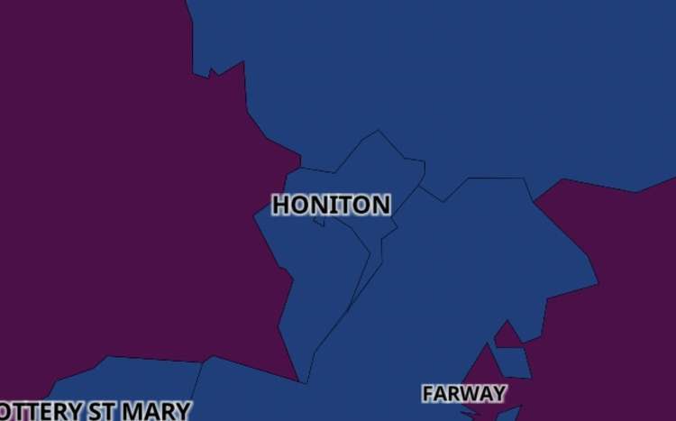 Honiton coronavirus map