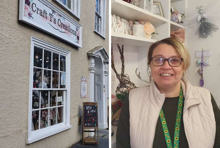 L: Exterior of the new shop. R: Tina Winsley inside the shop (Nub News, Kate Baxter)