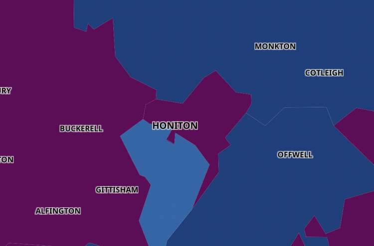 Honiton coronavirus map