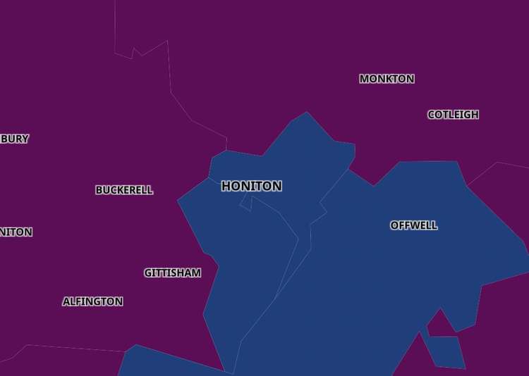 Honiton coronavirus map