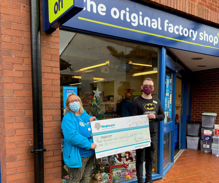 Shop Manager Jack Mayo outside The Original Factory Shop in Honiton. Credit: Hospiscare