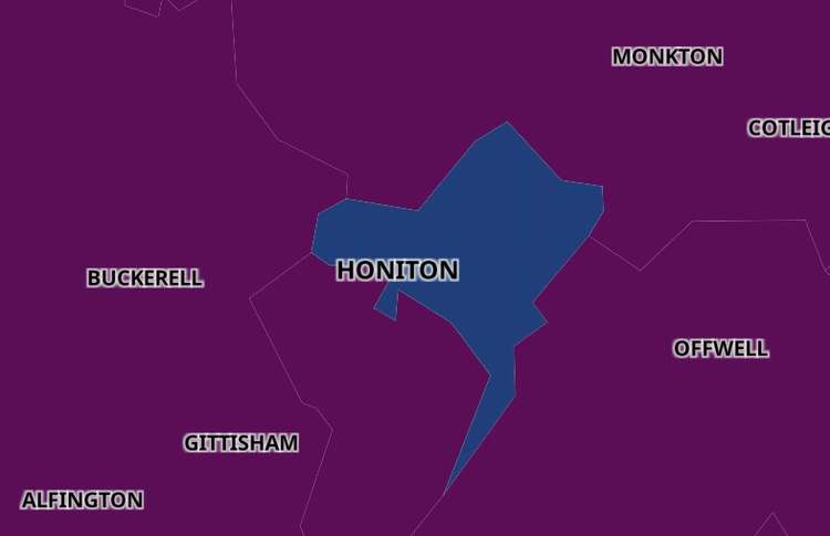 Honiton coronavirus map