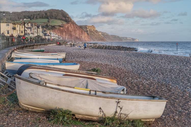 Boats on Sidmouth beach. Credit: John Davis