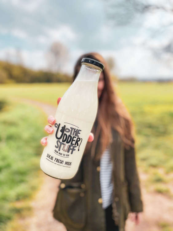 A reusable bottle from the machine. Credit: The Udder Stuff