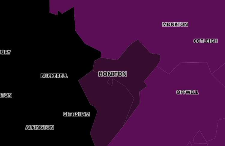 Honiton coronavirus map