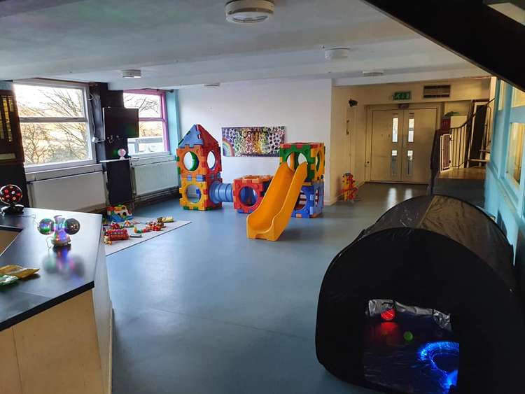 The Baby and Toddler Group play area, with the tent on the right. Credit: Di Virgin