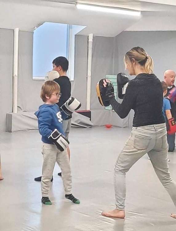 Brendon enjoying a Muay Thai session. Credit: Lea Brown