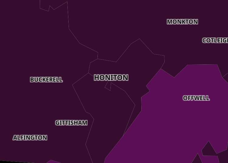 Honiton coronavirus map