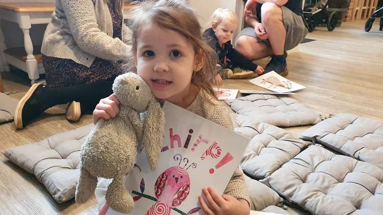 Elsie Taylor (aged 4) and her mum live in Exeter and came along to the reading as Elsie has the book at home