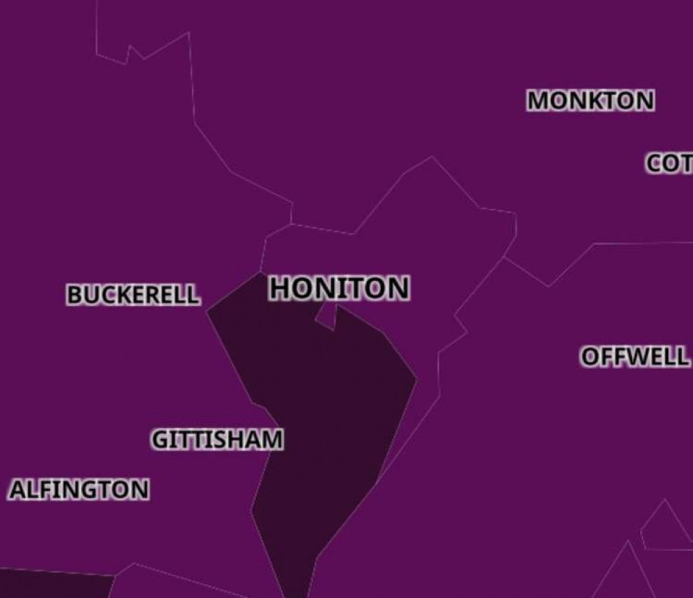 Honiton coronavirus map