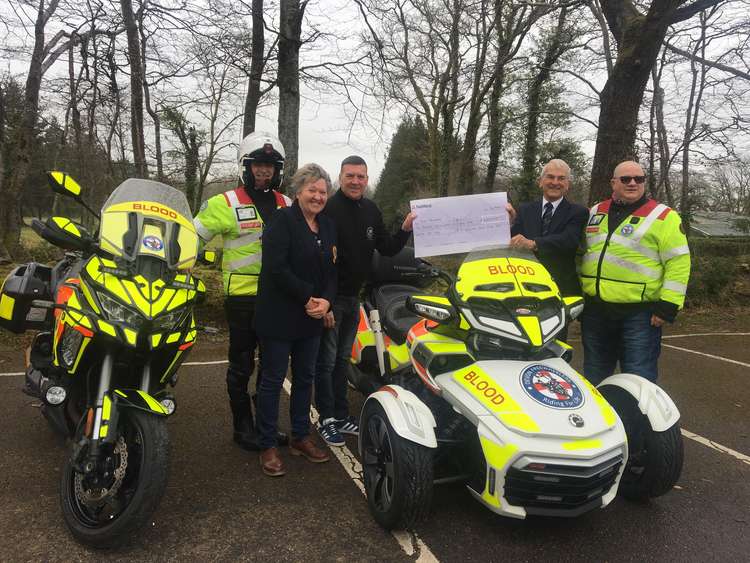 Photo shows: L to R, Dave Cook, Devon Freewheelers volunteer, Sarah Loader (current Ladies Captain and representing the outgoing Ladies Captain Vera Richardson), Russel Roe, Devon Freewheelers CEO, Neil Pulman (outgoing Men's Captain), David Scott (outg