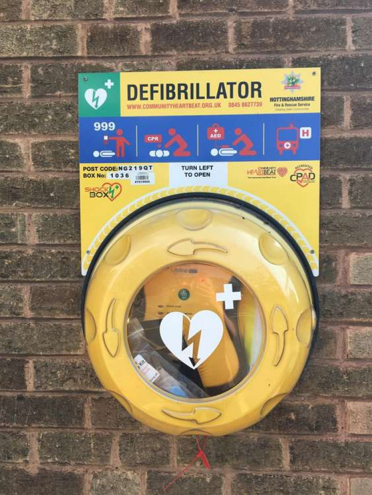 Defibrillators are now available for public use in all Nottinghamshire fire stations. Photo courtesy of Nottinghamshire Fire and Rescue Service.