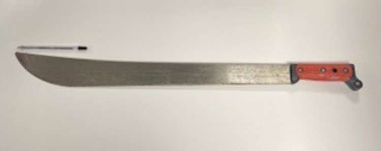 The knife pictured was seized as part of a crackdown on people carrying knives. Photo courtesy of Nottinghamshire Police