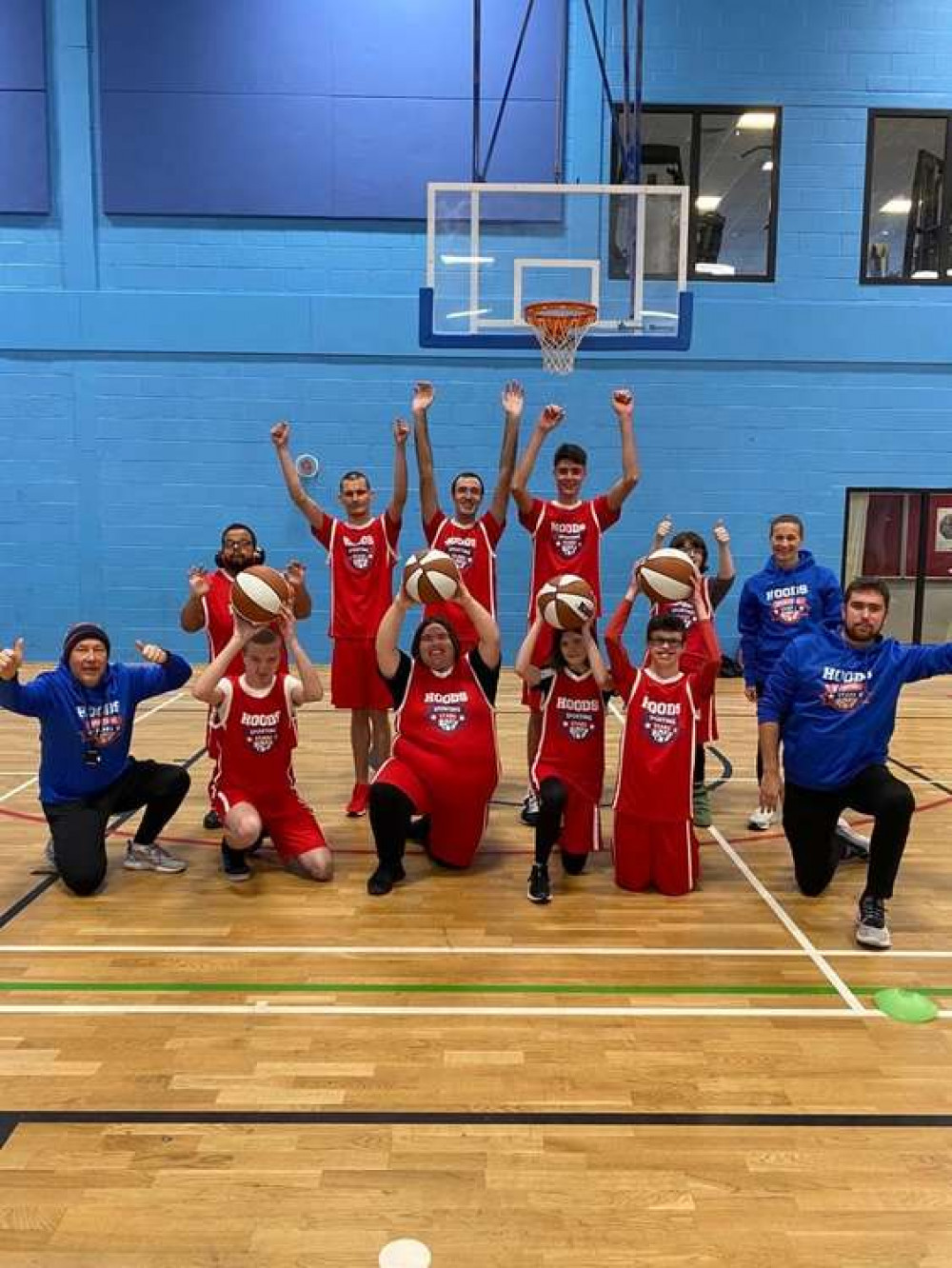 Photo of Ben Salmon, pictured front right, with the Nottingham Hoods Sporting Stars. Photo courtesy of Nottinghamshire County Council.