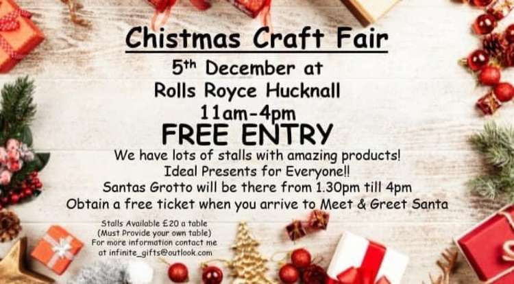 Check out what's happening in Hucknall this weekend. Image courtesy of Rolls Royce Christmas Craft Fayre organisers.