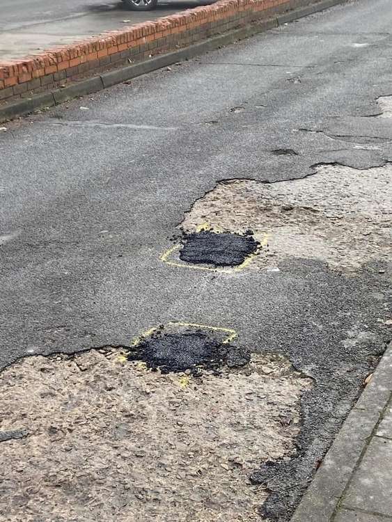 Brookside in Hucknall was repaired yesterday but Councillor Waters is unimpressed by the work. Photo courtesy of Ashfield Independents