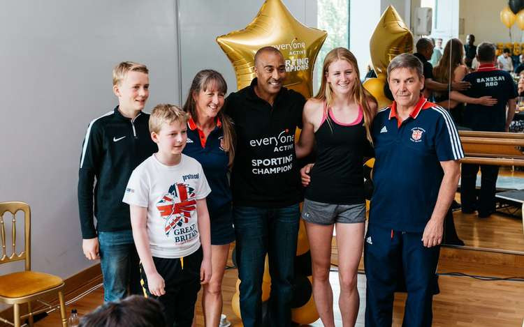 Olympic silver medalist Colin Jackson (pictured, centre) will continue to support the Sporting Champions scheme through his role as an Ambassador. Photo courtesy of Everyone Active.