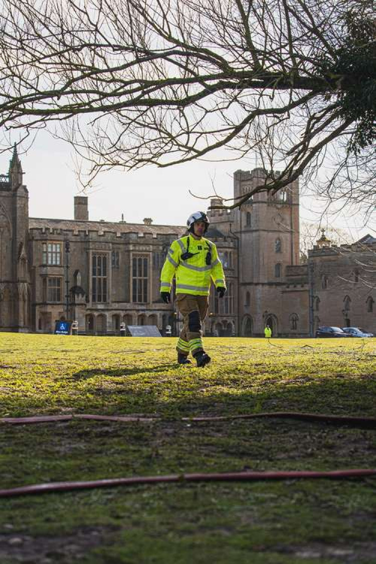 The training exercise is taking place at Newstead Abbey today. Photo courtesy of Nottinghamshire Fire and Rescue Service.