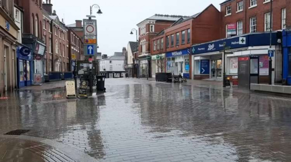 The streets of Leek were quiet today as people stayed at home sheltering from the storm. Image credit: This Is Leek Staffordshire