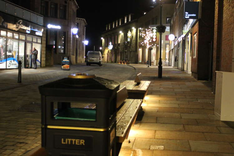 Macclesfield: The new bins on Castle Street.