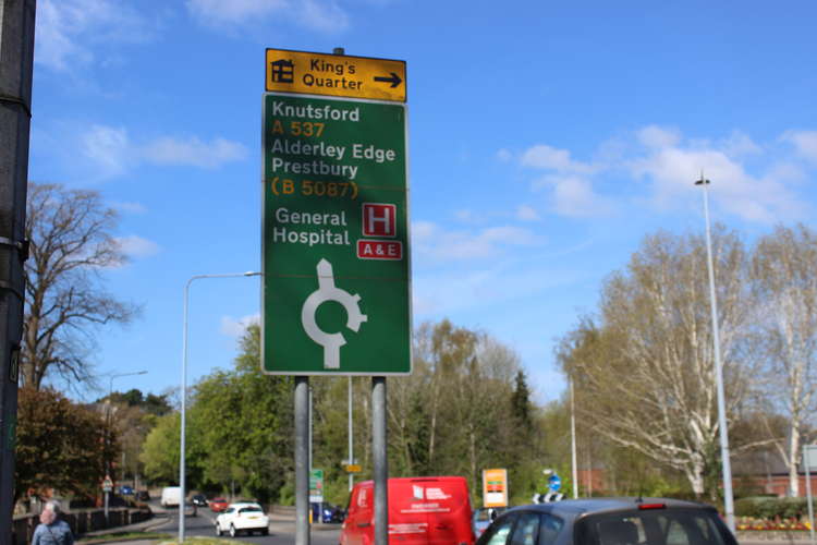 A Cumberland Street roundabout in Macclesfield.