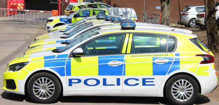 Cars ready to roll at Macclesfield Police Station, on Brunswick Street.