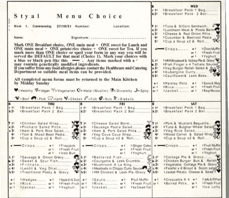 Macclesfield: What do you make of the inmates menu?