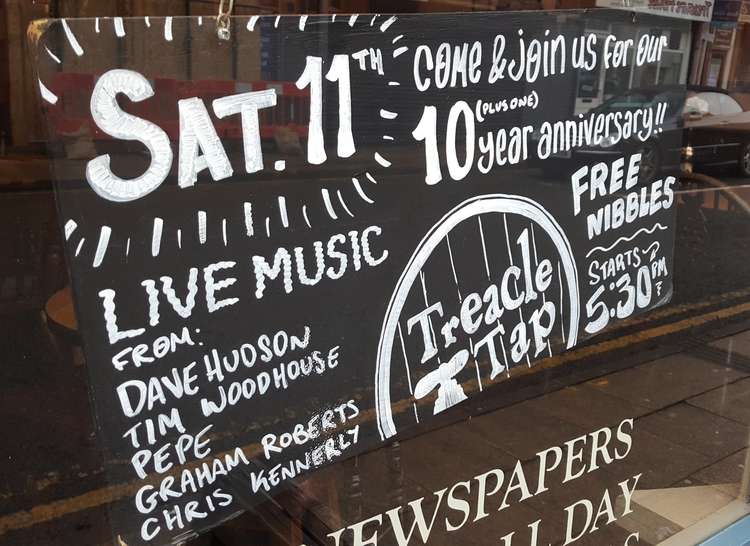 UPDATE: THIS HAS BEEN CANCELLED. The Treacle Tap, of 43 Sunderland Street, will be celebrating their long-delayed 10th birthday party this weekend... in their 11th year. (Image - The Treacle Tap)