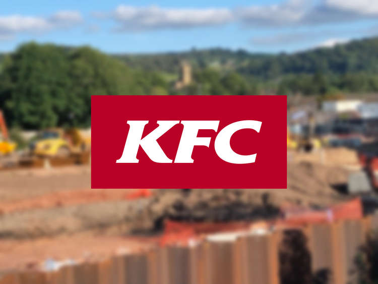The KFC logo in front  (Logo - KFC Corporation Fair Use Fair Dealing)