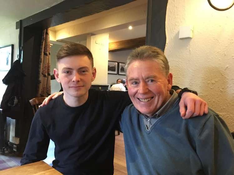 A former All Hallows Catholic College pupil will spend a whole day cycling to raise money for good cause Parkinsons UK. Jack is pictured here with his grandad David, who is afflicted by the condition. (Image - Jack Price-Uden)