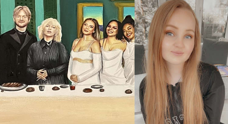 Let to right: Music artists FINNEAS, Billie Eilish and Little Mix were among the artists painted by Macclesfield Artist Charlotte Oxenham. (Image - Charlotte Oxenham / @artbycharl)