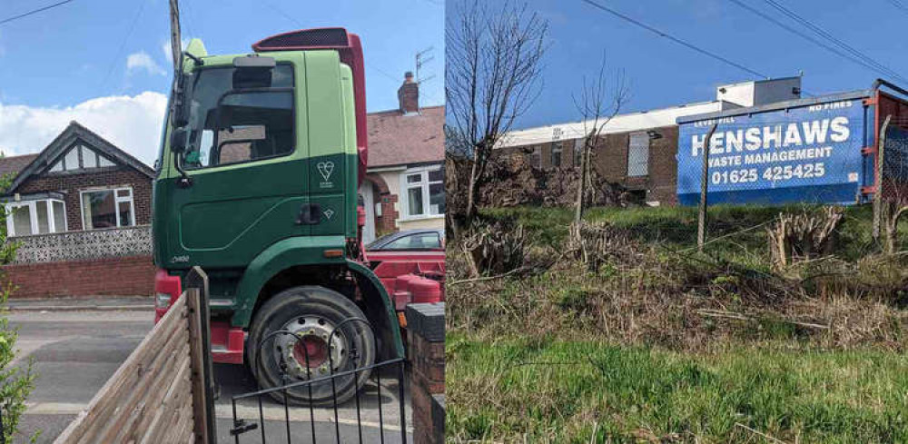 Henshaws are trying to turn an old car depot into a waste management site (right), but is closely situated to residents (left).