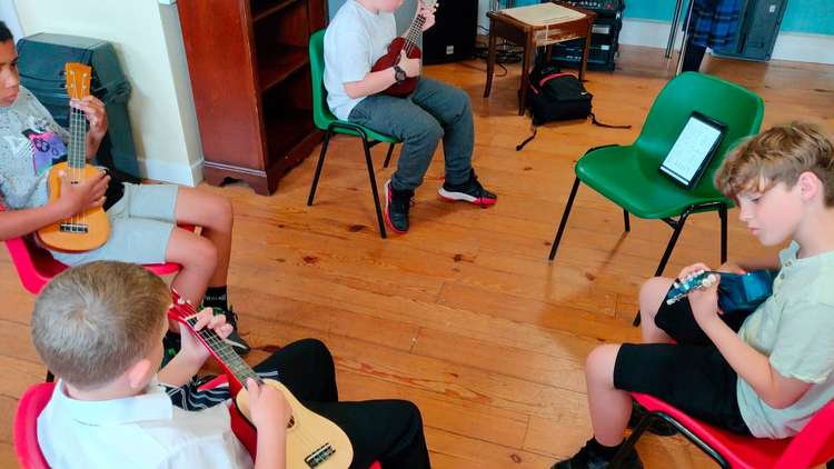 A Cre8 music class, which offers lessons to 8-16 year olds in Macc.