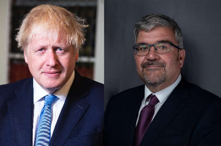 Macclesfield councillor Nick Mannion (right) said Boris (left): "condoned and attended a party in his own garden in flagrant breach of the law." (Image - Open Government Licence and Cheshire East Council)