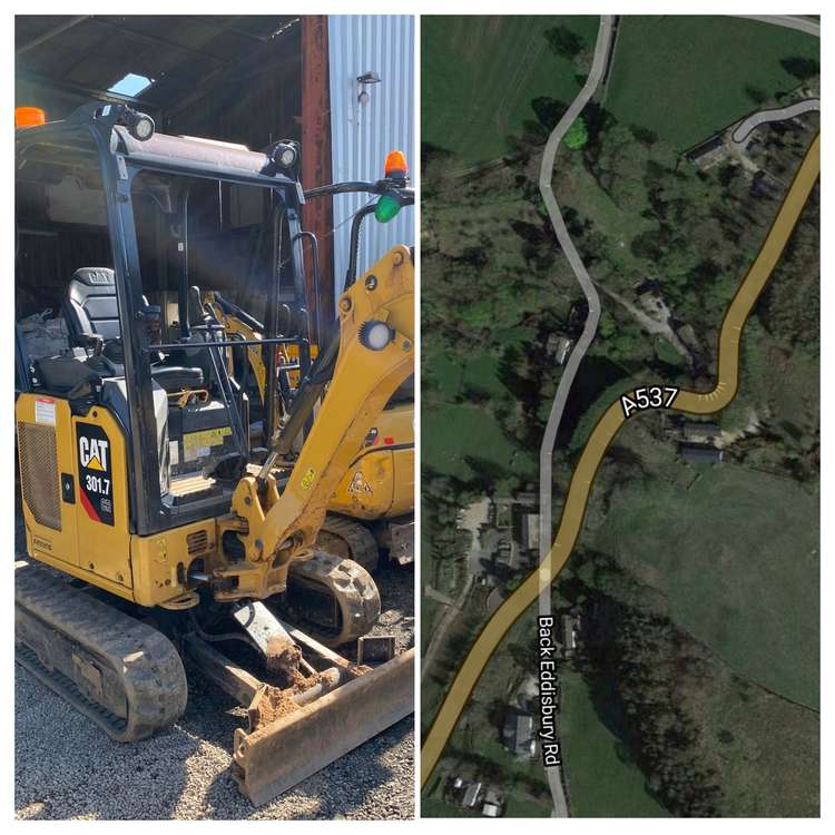 A full picture of the digger and scene of the crime. (Image - Cheshire Police Rural Crime Team)
