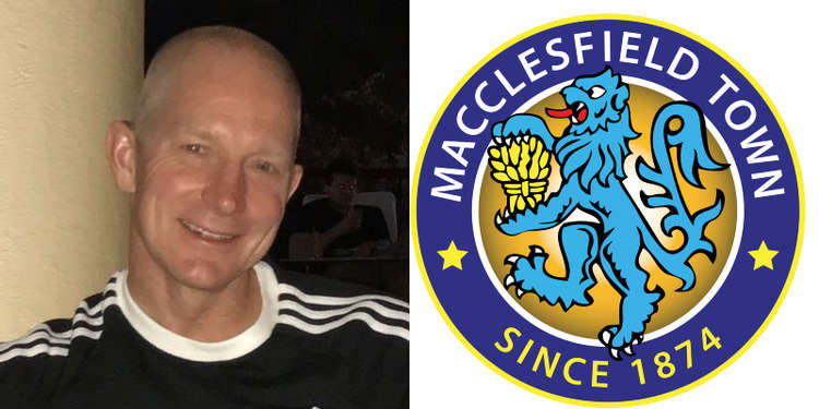 Ian Brightwell both played and managed Macclesfield Town FC, in an association with the club from 2004-2008. (Image - Twitter @ianbrightwell12 / Macclesfield Town logo - assets now owned by Macclesfield FC)