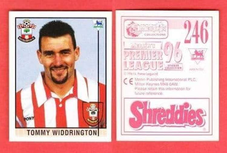 Tommy Widdrington's Merlin sticker, during his Premier League peak with Southhampton. (Image - Merlin / Shreddies)